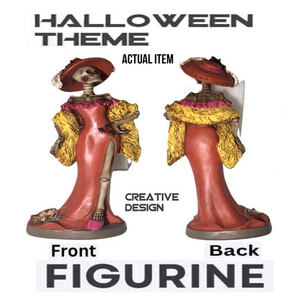 🛑 LADY Skeleton➕🆒 FIGURINE Carnival Party Halloween Day Dead Decor 💸BUY NOW‼️ - Picture 1 of 16